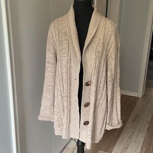 P350. Chico's Beige Button-Up Cardigan |XL